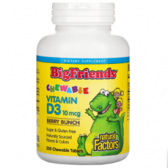 Big Friends, жевательный витамин D3, 250 жевательных таблеток, Natural Factors