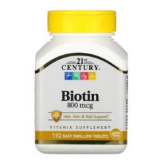 Биотин, 800 мкг, 110 таблеток, 21st Century