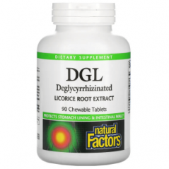 DGL, деглицирризированный экстракт корня солодки, 90 жевательных таблеток, Natural Factors