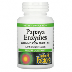 Ферменты папайи с амилазой и бромелайном, 120 жевательных таблеток, Natural Factors
