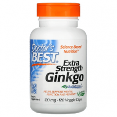 Гинкго повышенной прочности Doctor's Best, 120 мг, 120 растительных капсул
