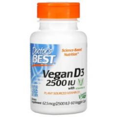 Веганский витамин D3 с Vitashine D3, Doctor's Best, 2500 МЕ, 60 растительных капсул