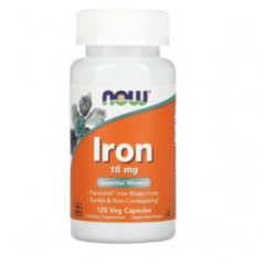 Железо, 18 мг, 120 растительных капсул NOW Foods