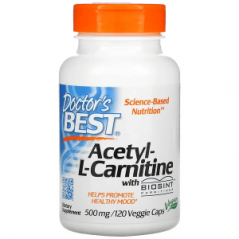 Ацетил-L-карнитин Doctor's Best с карнитином Biosint 500 мг, 120 капсул