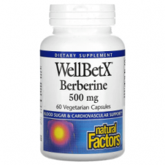 Берберин WellBetX, 500 мг, 60 вегетарианских капсул, Natural Factors