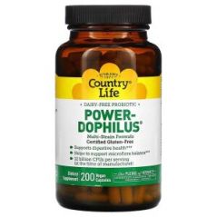Безмолочный пробиотик Power-Dophilus, Country Life, 200 растительных капсул