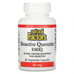 Биоактивный кверцетин EMIQ, 50 мг, 60 вегетарианских капсул, Natural Factors