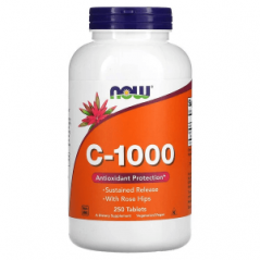 C-1000, 250 таблеток, NOW Foods