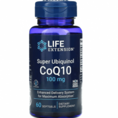CoQ10 Super Ubiquinol с улучшенной поддержкой митохондрий 100 мг 60 капсул Life Extension