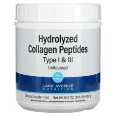 Гидролизованные пептиды коллагена типов I и III Lake Avenue Nutrition с нейтральным вкусом, 460 г
