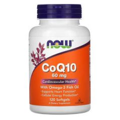 Коэнзим CoQ10 с рыбьим жиром Омега-3 Now Foods, 120 капсул