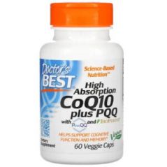 Коэнзим Q10, 100 мг, пирролохинолинхинон, 20 мг, Doctor's Best, 60 растительных капсул
