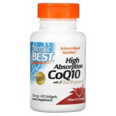 Коэнзим Q10 с высокой степенью всасывания с BioPerine, Doctor's Best, 100 мг, 120 капсул