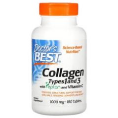Коллаген типа 1 и 3 с Peptan и витамином C, Doctor's Best, 1000 мг, 180 таблеток
