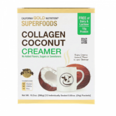 Коллагеновые кокосовые сливки в порошке 12 пакетиков по 24 г California Gold Nutrition SUPERFOODS