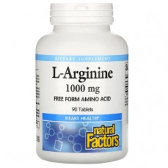 L-аргинин, 1000 мг, 90 таблеток, Natural Factors