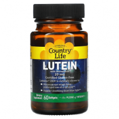 Лютеин с зеаксантином, Country Life, 20 мг, 60 мягких таблеток