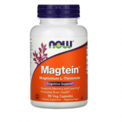 Magtein, L-треонат магния, 90 растительных капсул, NOW Foods