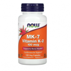 MK-7, витамин K2, 100 мкг, 120 вегетарианских капсул, NOW Foods