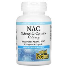 N-ацетил-L-цистеин, 500 мг, 90 вегетарианских капсул, Natural Factors, NAC