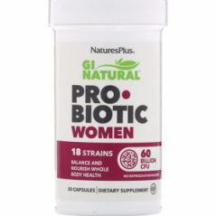 Натуральный пробиотик GI для женщин, 60 миллиардов КОЕ, 30 капсул, NaturesPlus
