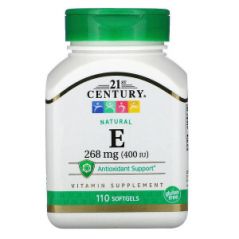 Натуральный витамин E, 268 мг 400 МЕ, 110 мягких таблеток, 21st Century