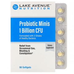 Пробиотик в мини-таблетках, 2 штамма здоровых бактерий, 1 млрд КОЕ, 90 маленьких мягких таблеток, Lake Avenue Nutrition