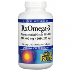 Rx Omega-3 Factors, ЭПК 400 мг/ДГК 200 мг, 240 мягких капсул, Natural Factors