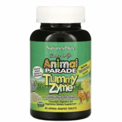 Tummy Zyme с активными ферментами, цельными продуктами и пробиотиками Source of Life, AnimaL Parade, 90 таб, NaturesPlus