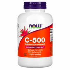 Витамин C из аскорбата кальция NOW Foods 500 мг, 250 капсул
