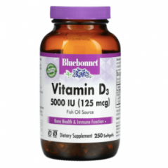 Витамин D3 50 мкг 5000 МЕ 250 капсул Bluebonnet Nutrition
