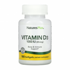 Витамин D3 NaturesPlus, 25 мкг (1000 МЕ), 180 капсул
